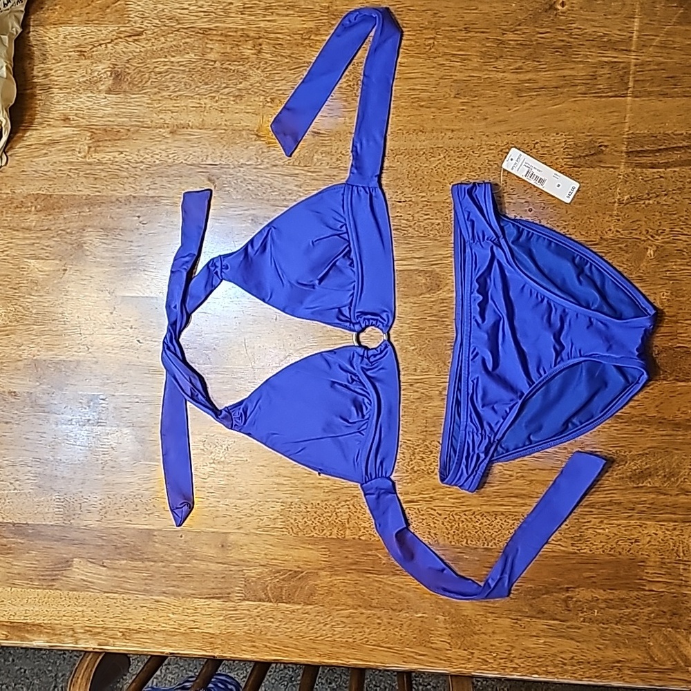 New purple Bisou Bisou bikini 2 piece swimsuit with cover-up size Medium